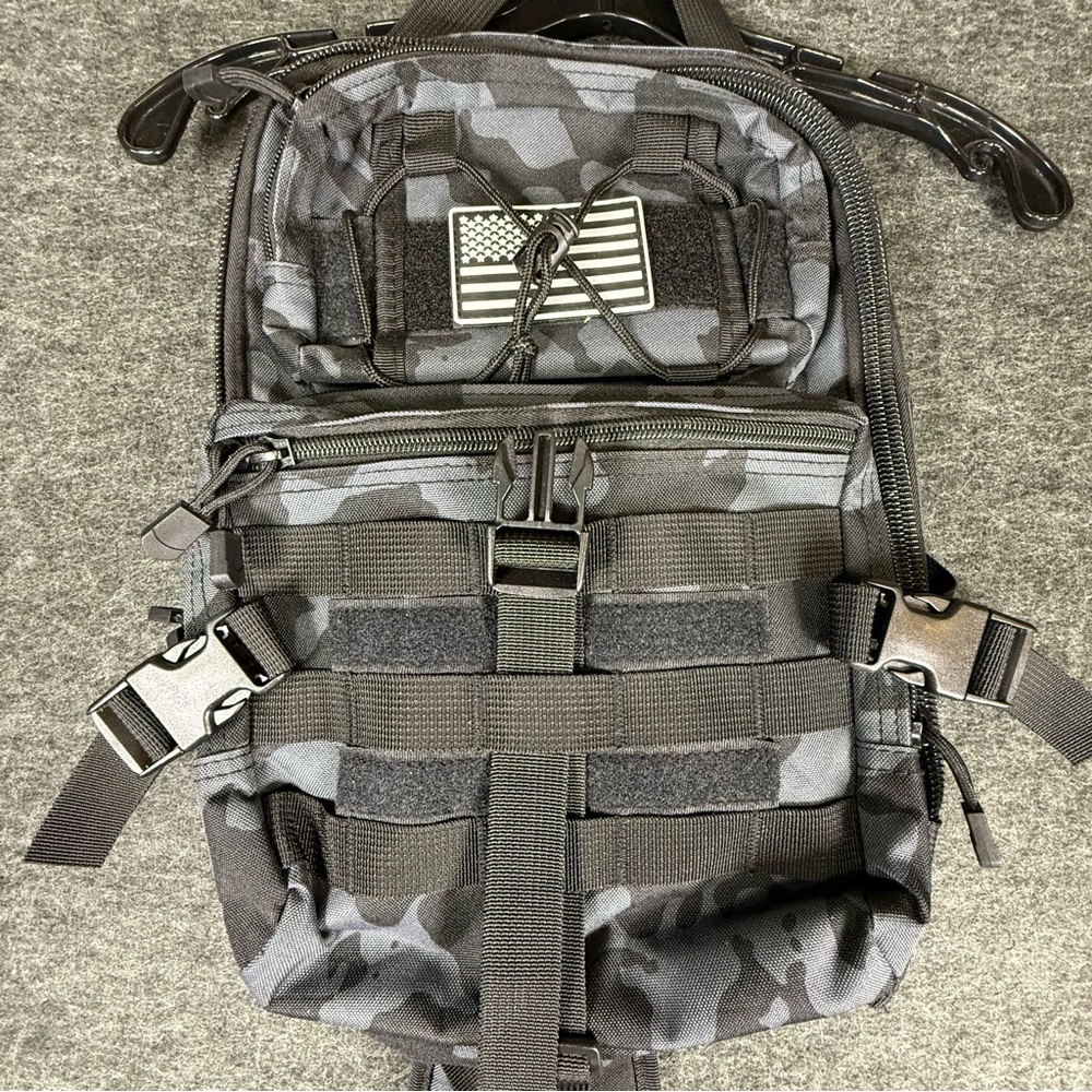 Tactical Sling Backpack Night Camo MOLLE Military EDC Shoulder Bag Grey Black‎